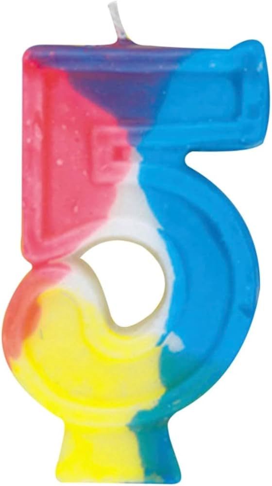 Rainbow Numeral 5 Birthday Candle