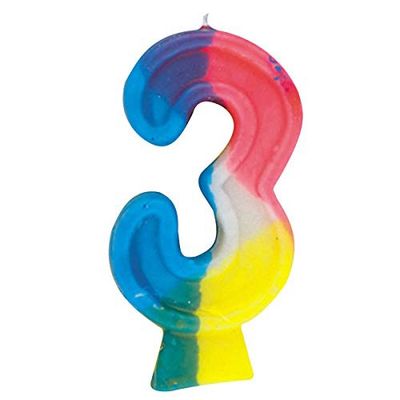 Rainbow Numeral 3 Birthday Candle