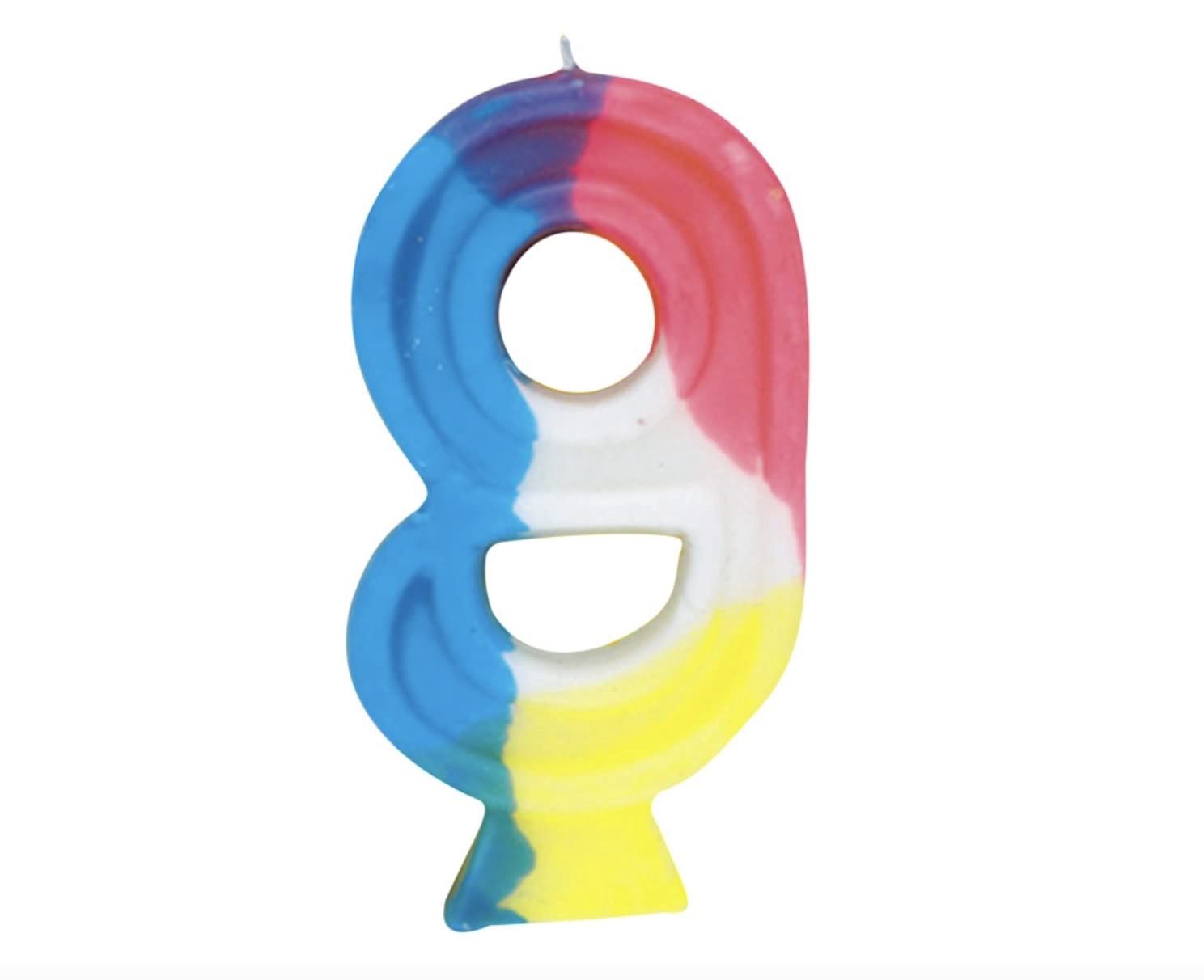 Rainbow Numeral 9 Birthday Candle