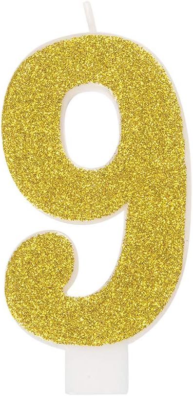 Glitter Numeral 9 Candle