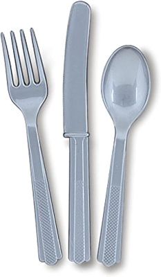 24pcs Plastic Assorted Cutlery (Silver)