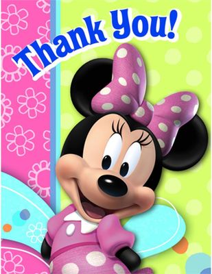 8pcs Minnie Mouse Thank You Cards
