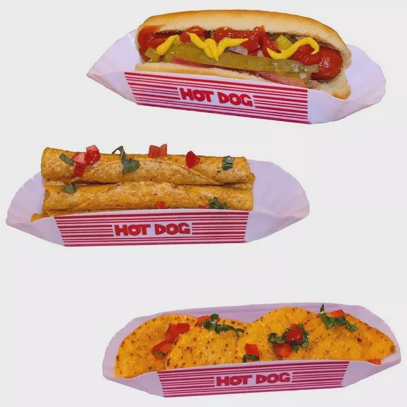3PC HOT DOG SERVING TRAYS