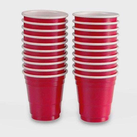 20pcs 2fl.oz Plastic Shot Glasses, Color: Red