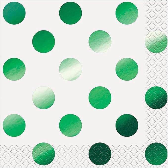 16pcs  Metallic Green Dots Solid Color Beverage Napkins