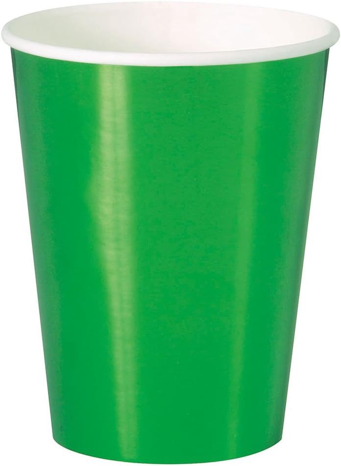 8  Metallic Solid Color Shiny Green 12 oz. Cups