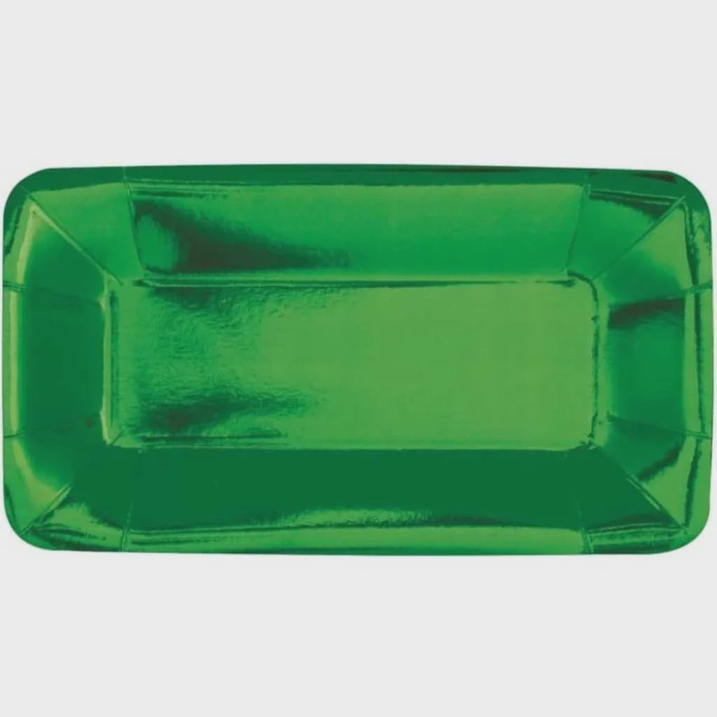 8  Metallic Solid Color Green Appetizer Plates 9&quot; x 5&quot;