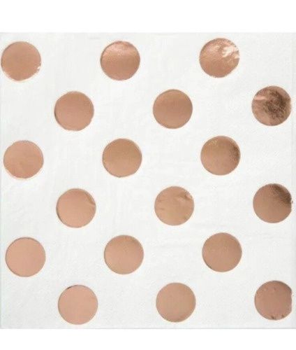 16pcs  Rose Gold Solid Color Metallic Dots Beverage Napkins