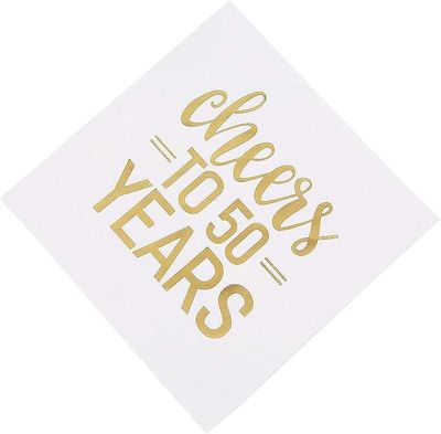 16pcs Cheer to 50 Years Gold Solid Color Luncheon Napkins