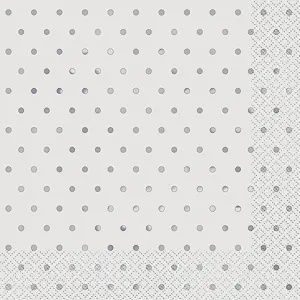 16pcs Elegant Silver Foil Dots Solid Color Luncheon Napkins
