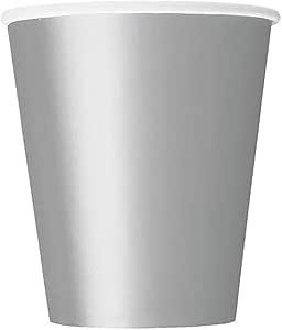14pcs 9oz Silver Solid Color Cups
