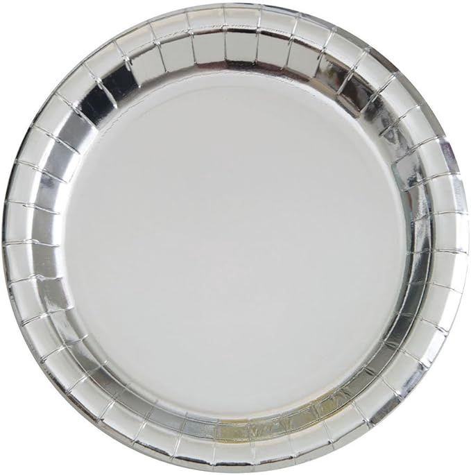 8  9&quot; Metallic Solid Color Silver Round Plates