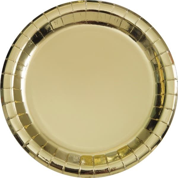 8  9&quot; Metallic Solid Color Gold Round Plates