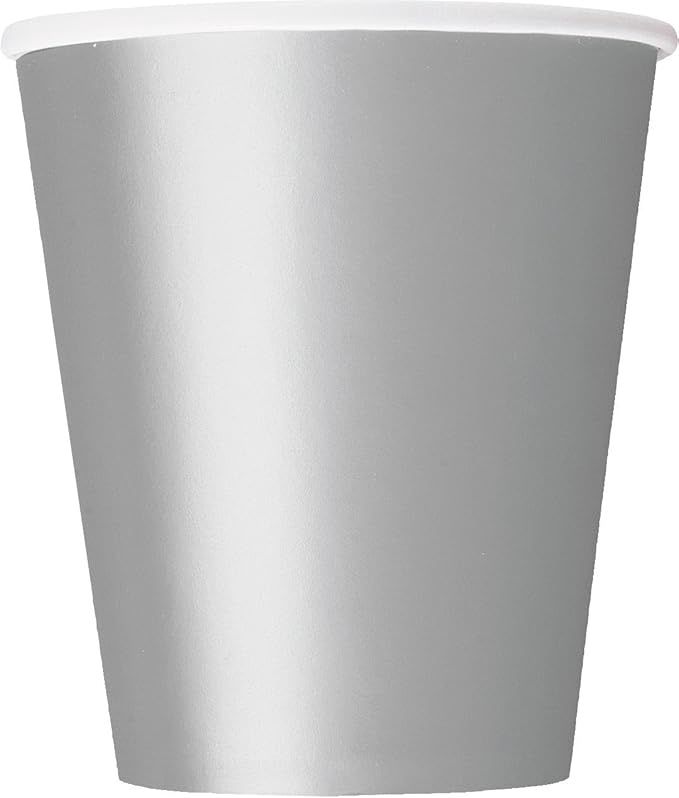 8pcs 12 oz. Metallic Solid Color Silver Cups