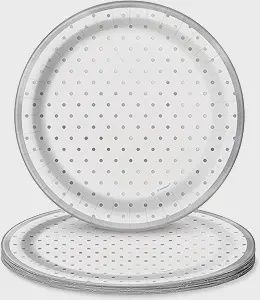 8 Solid Color Elegant Silver Foil Dots 7&quot; Plates
