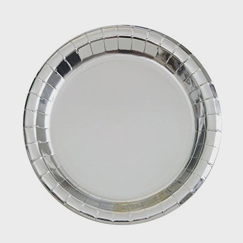 8pcs Metallic Silver Solid Color  7&quot;  Plates