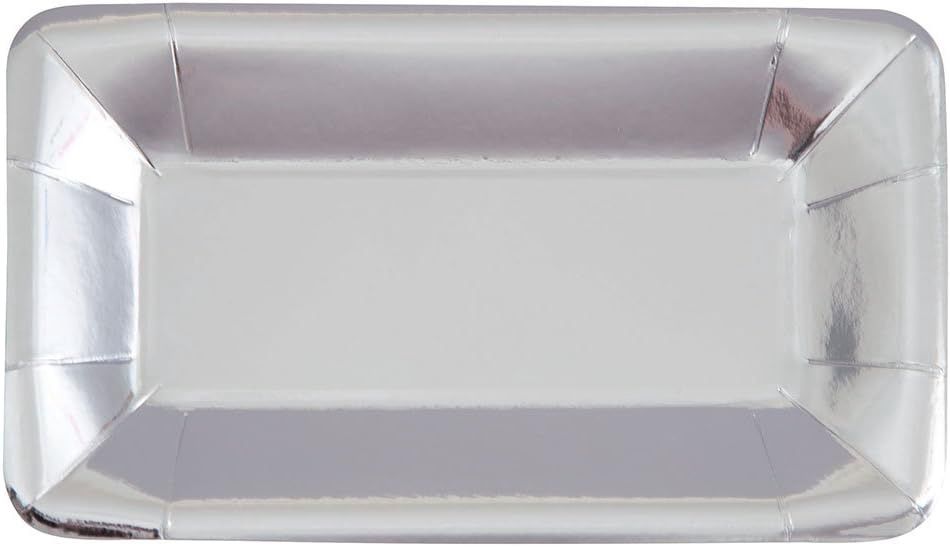 8  Metallic Solid Color Silver Appetizer Plates 9&quot; x 5&quot;