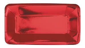 8  Metallic Red Appetizer Solid Color Plates 9&quot; x 5&quot;
