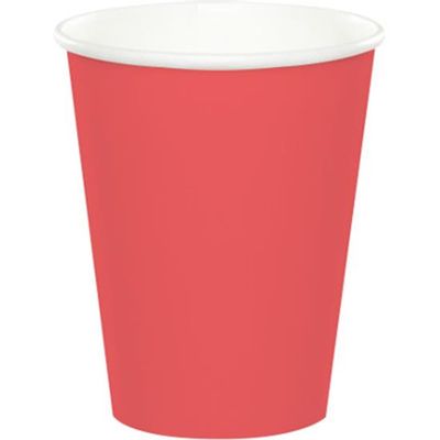 14 9 oz. Solid Color Coral Cups