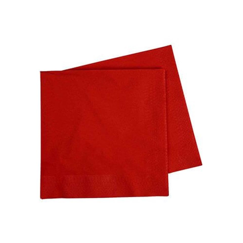 20pcs Ruby Red Solid Color Beverage Napkins