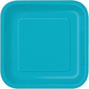 16  7&quot;  Solid Color Caribbean Teal Square Plates