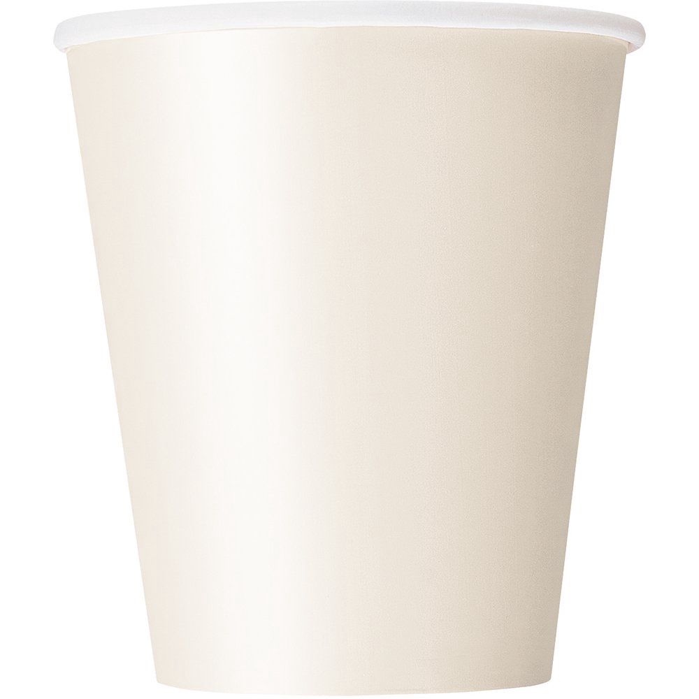 14PCS 9OZ Ivory Solid Color Cups