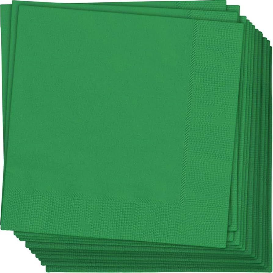 20pcs Emerald Green Solid Color Beverage Napkins