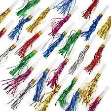 8 Long Shiny Noisemakers with Fringe (Party Favours)