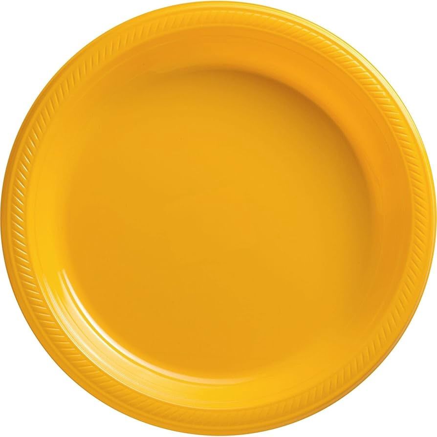 6pcs Solid Color Sunflower Yellow Plastic 10&quot; Plates