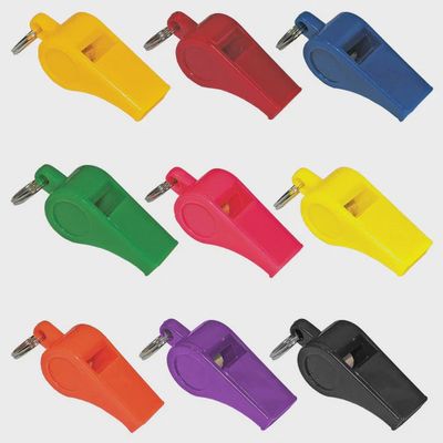 10 Assorted Color Whistles without Strings or Keyring (Party Favours)