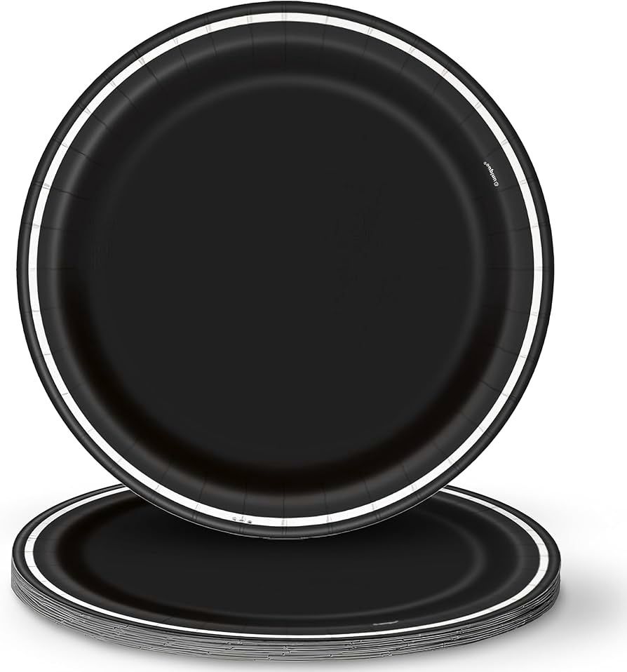 8 Solid Color Black Striped 9&quot; Plates