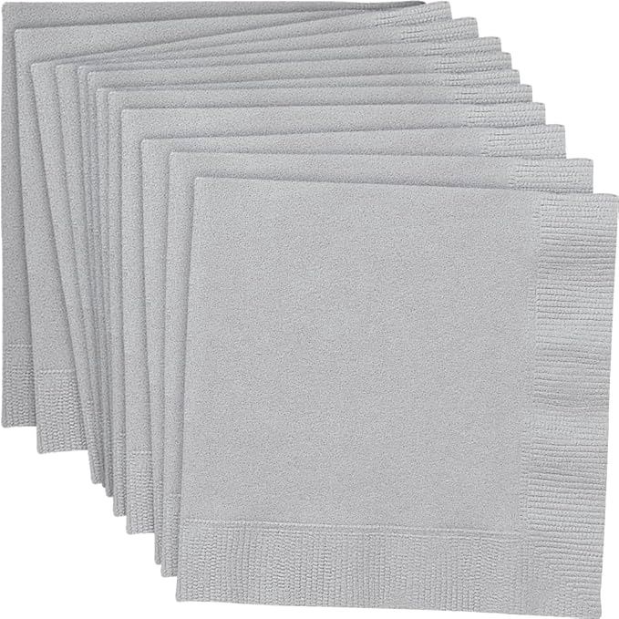 20pcs Silver Solid Color Beverage Napkins