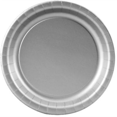 20pcs Silver Solid Color 7&quot; Plates
