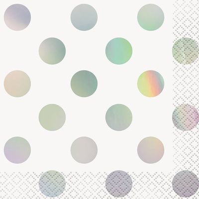 16pcs Iridescent Dot Solid Color Beverage Napkins