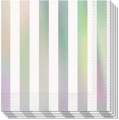 16pcs Iridescent Stripe Solid Color Luncheon Napkins