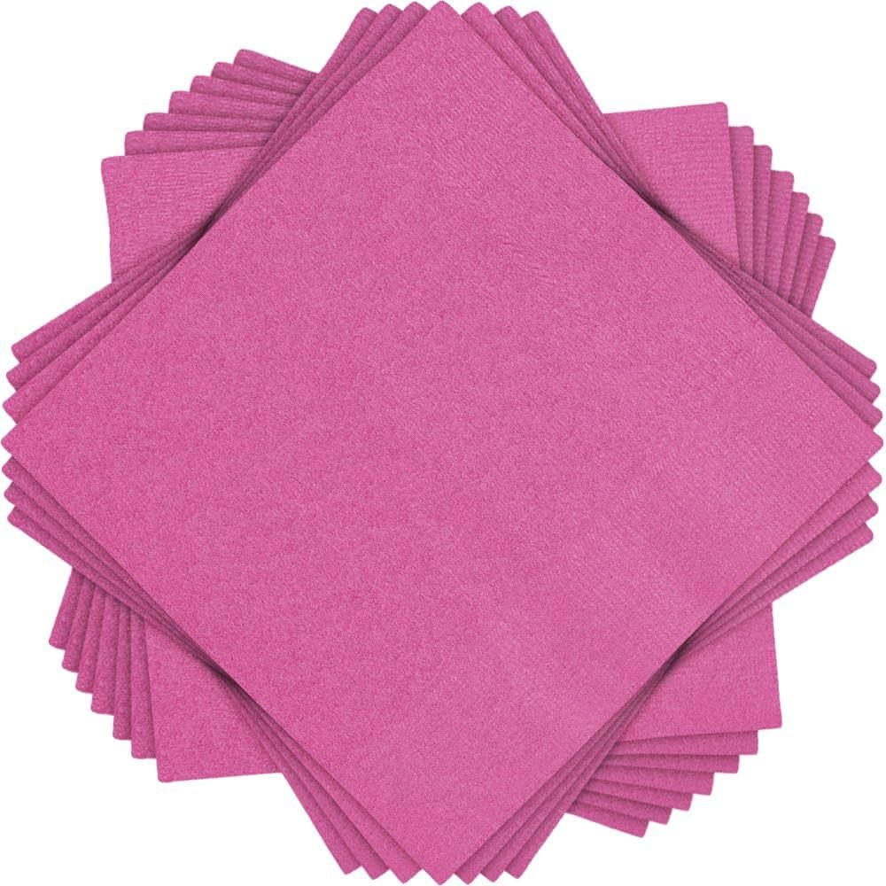 20pcs Hot Pink Solid Color Beverage Napkins