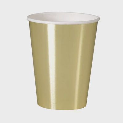 8 12 oz. Metallic Gold Solid Color Cups