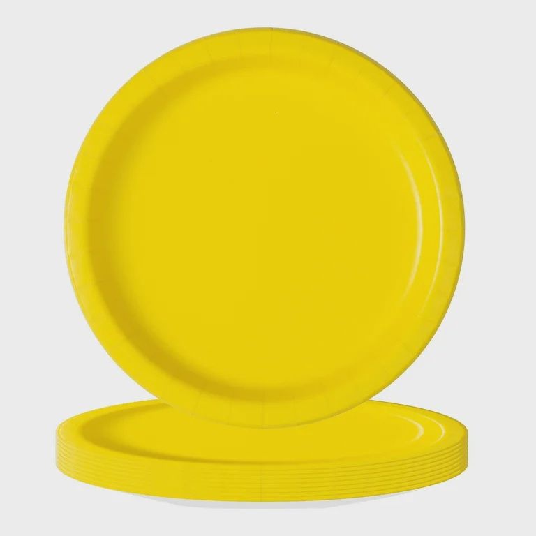20pcs Neon Yellow Solid Color 7&quot; Plates