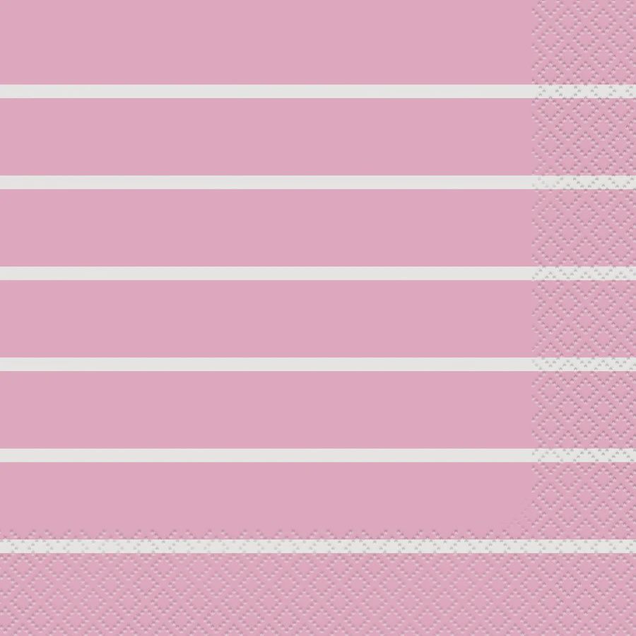 16PCS SOLID COLOR PINK STRIPES LUNCHEON NAPKINS