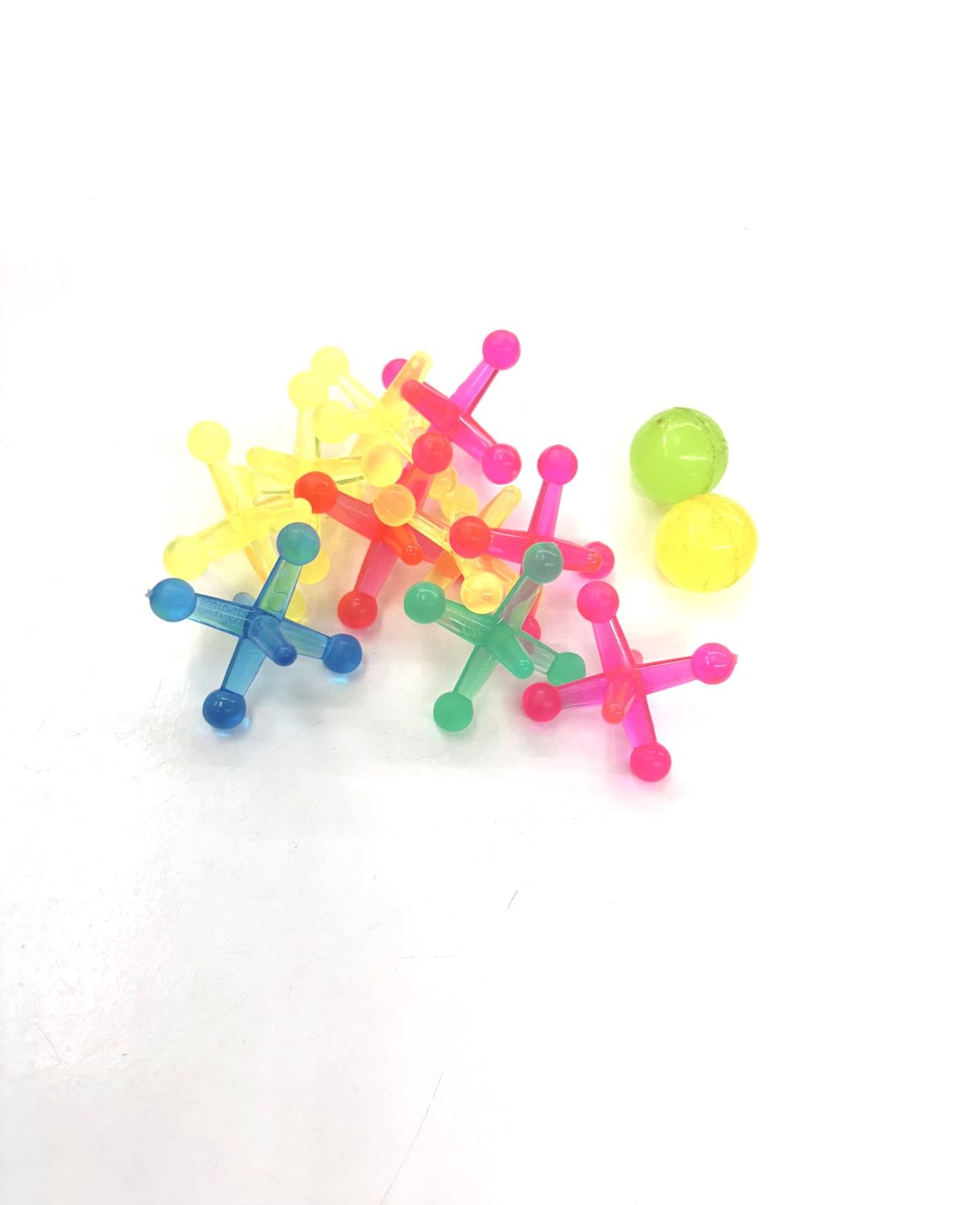 Plastic Neon Colored Clear Jack &amp; Balls(Party Favours)