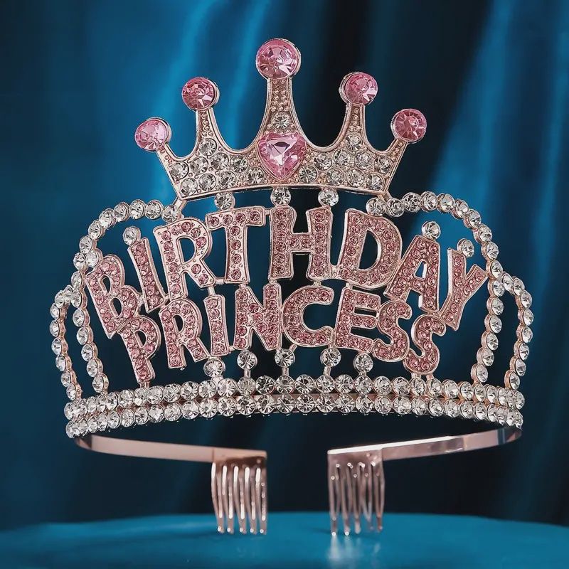 Elegant Birthday Princess Crown Tiara (Rose Gold)