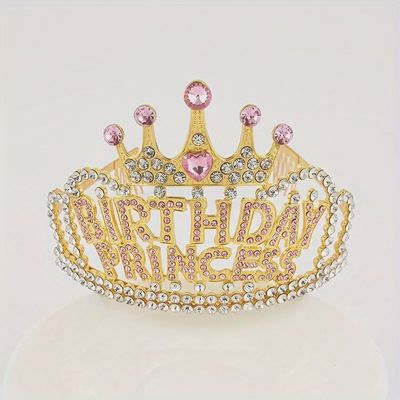 Elegant Birthday Princess Crown Tiara (Gold)