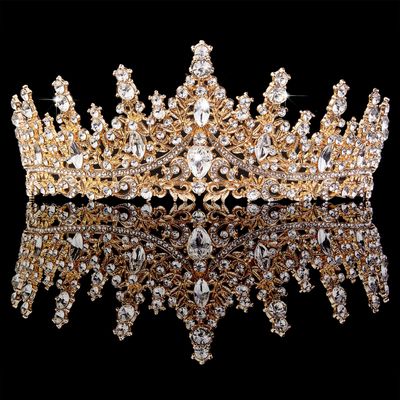 Silver Rhinestone Crown Tiara (Gold)