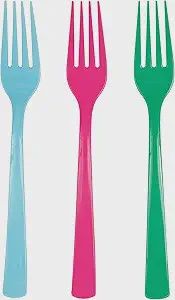 18pc Assorted Color Plastic Forks