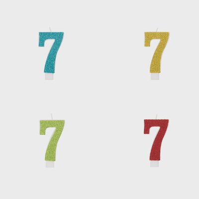 Glitter Numeral 7 Candle