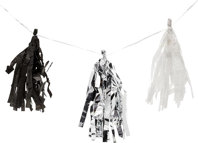 Stunning Silver, Black &amp; White Tissue Tassle Garland