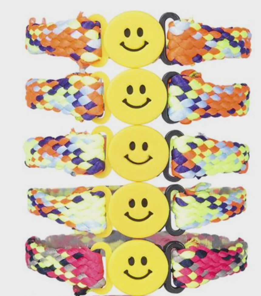 12pcs Smiley Face Braided Bracelet(Party Favours)