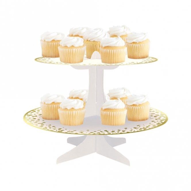 12.25&quot; Foil Gold Cupcake Stand