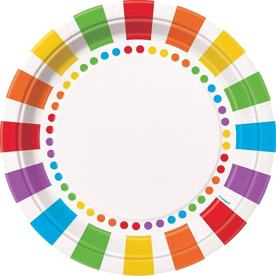 8pcs Rainbow Birthday 9&quot; Plates