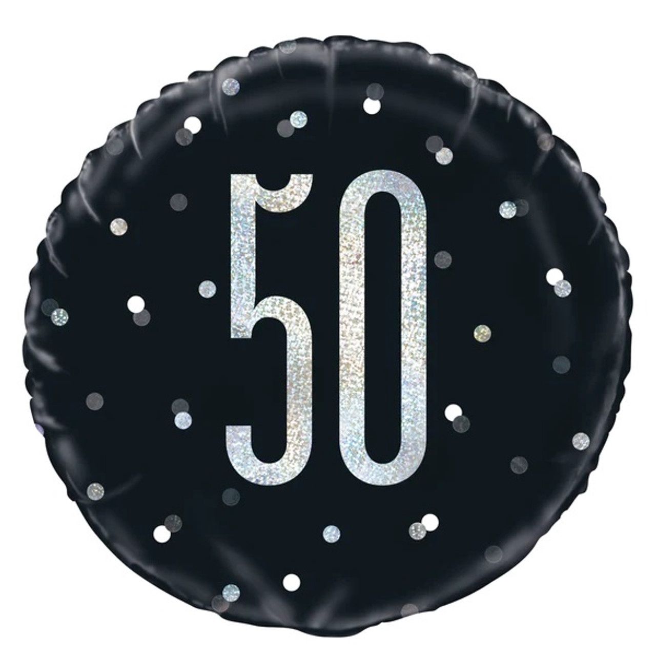 Black/Silver Glitz Age 50 Foil Balloon